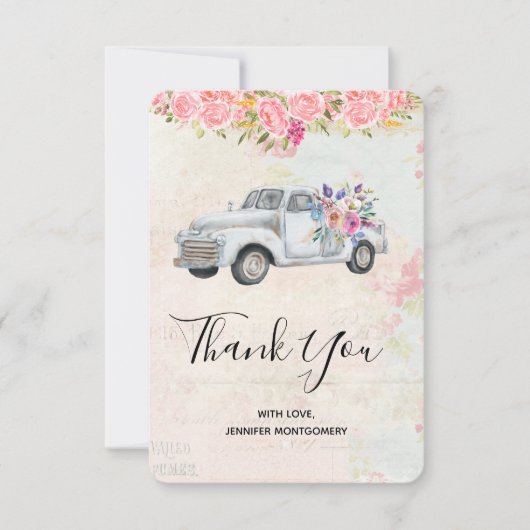 ophaalwagen Rustic Waterverf Dank u Bedankkaart (Voorkant)