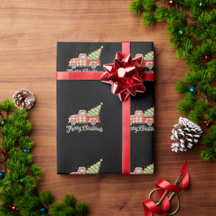 Ophalingstruck Rode Buffalo Plaid Prettig Kerstfee Cadeaupapier