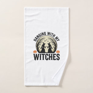 Ophangen met mijn Heksen Vintage Halloween-ontwerp Handdoek