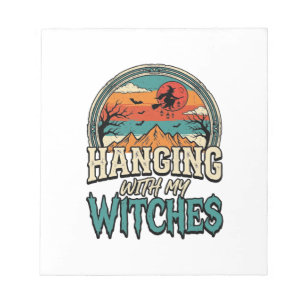 Ophangen Met Mijn Heksen Vintage Halloween-ontwerp Notitieblok