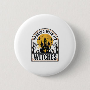 Ophangen Met Mijn Heksen Vintage Halloween-ontwerp Ronde Button 5,7 Cm