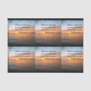 OPHEFFEND MATTHEÜS 11:28 SCHRIFT VERSE ZONSOPGANG TISSUEPAPIER