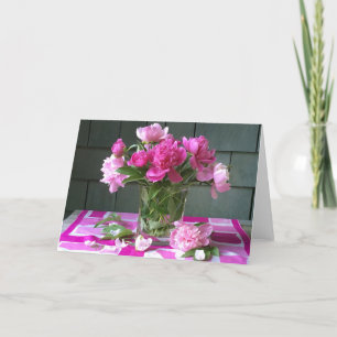 Opheffende roze pinda's op zijden sjaal feestdagen kaart