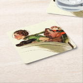 Opheldering Vierkante Kartonnen Onderzetter (Schuin)