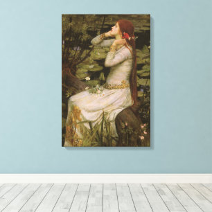 Ophelia bij de vijver door John William Waterhouse Canvas Afdruk
