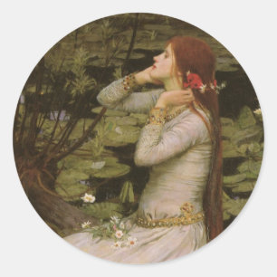 Ophelia bij de vijver door John William Waterhouse Ronde Sticker