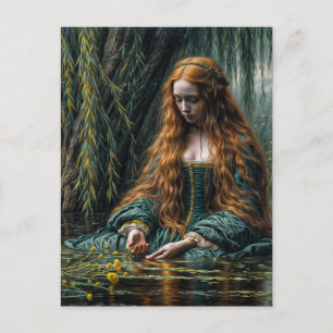 Ophelia bij wilgenboom originele kunst  briefkaart