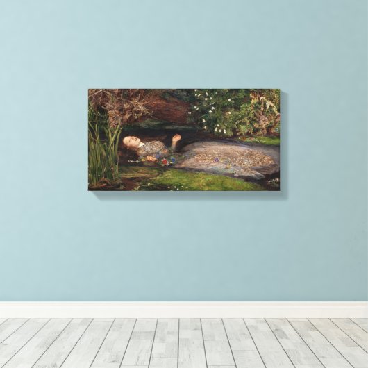 Ophelia door John Everett Millais Canvas Afdruk (Insitu (Houten vloer))