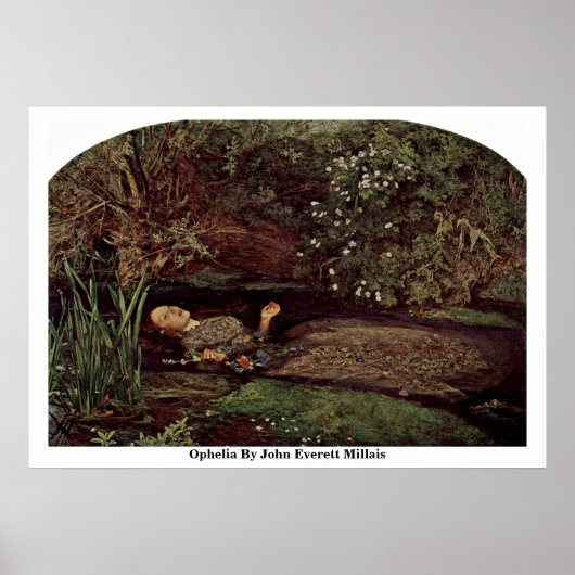 Ophelia door John Everett Millais Poster (Voorkant)