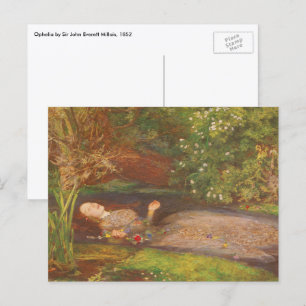 Ophelia door Millais,  Victoriaans Kunst Briefkaart