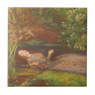Ophelia door Millais,  Victoriaans Kunst Tegeltje