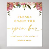 Ophelia Elegant Open Bar Echte Folie Trouwbord Folie Afdrukken (Voorkant)