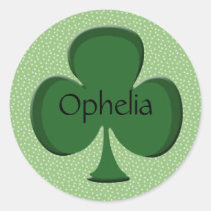 Ophelia gepersonaliseerde Irish Shamrock Stickers