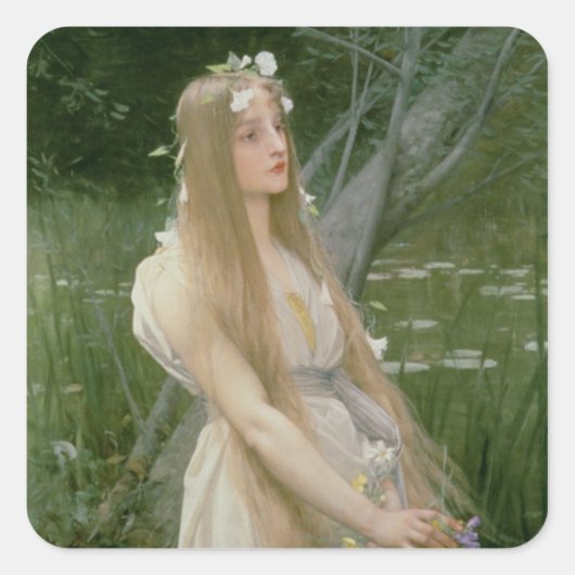 Ophelia (olie op canvas) vierkante sticker (Voorkant)