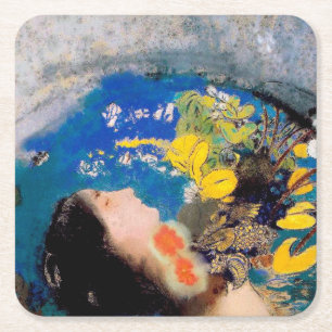 Ophelia, Redon Vierkante Kartonnen Onderzetter