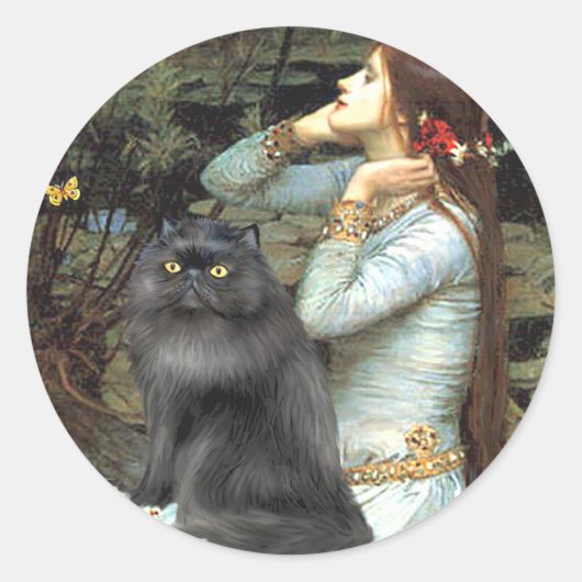Ophelia - zwarte Perzische kat Ronde Sticker (Voorkant)