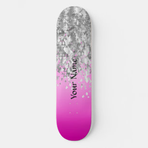 Ophete roze en smeltproppen skateboard