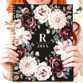 ophisticated Dark Moody Floral Monogram Planner