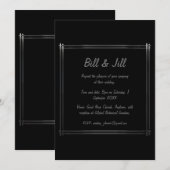 ophisticated Zwart + Zilver Art Deco Lijst bruilof Kaart (Voorkant / Achterkant)