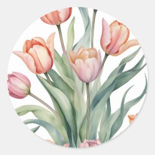 ophisticeerde tulp met Waterverf Ronde Sticker