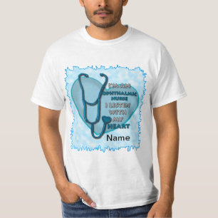 Ophthalmic Nurse Blue Heart aangepaste verpleegkun T-shirt