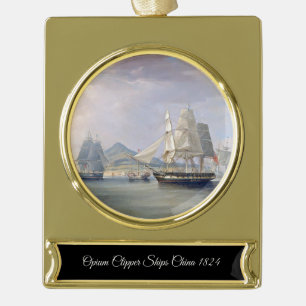 Opiumklippers 1824 verguld banner ornament