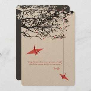 Opknoping Rode Papier Kranen Liefde Quote Aziatisc Kaart