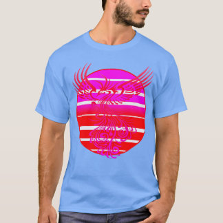 Opkomende nieuwe Phoenix en Retro Zonsopgang Vecto T-shirt