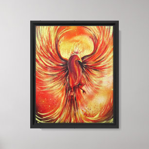 Opkomende Phoenix Vuur Vogel Stoute Vlam Fantasie Canvas Afdruk