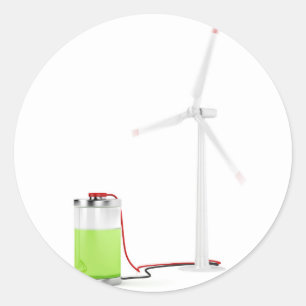Oplaadbatterij met windturbine ronde sticker