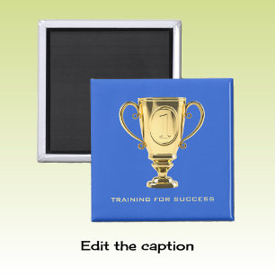 Opleidingssucces gouden trofee blauw magneet