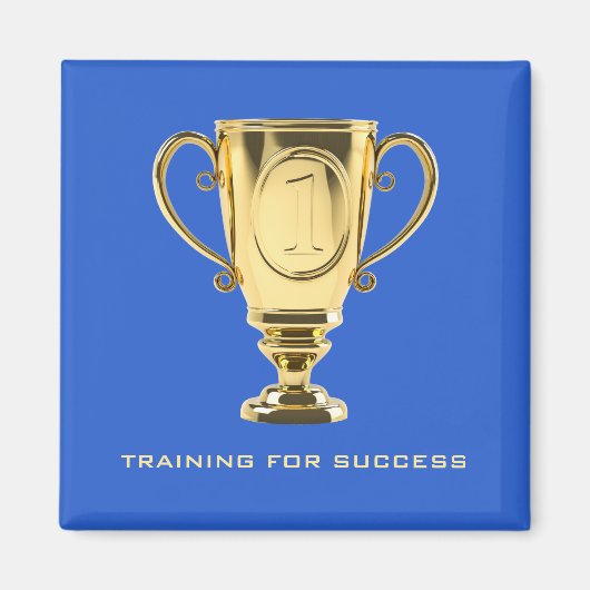 Opleidingssucces gouden trofee blauw magneet