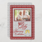 OPLOSSING: 40e Ruby Jubileum Damask Kaart (Voorkant / Achterkant)