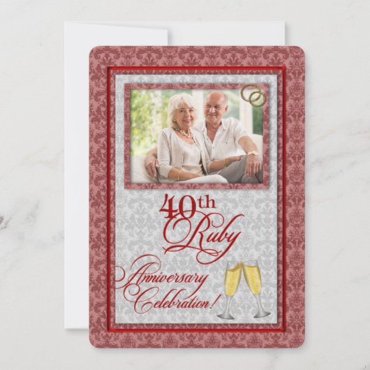 OPLOSSING: 40e Ruby Jubileum Damask Kaart (Voorkant)