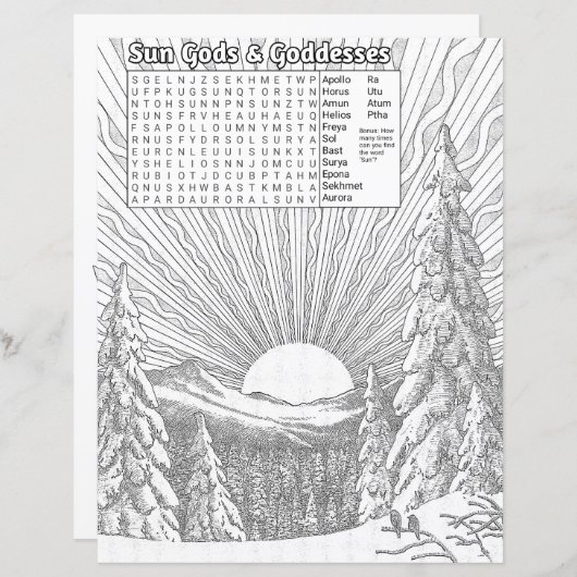 Oplossingscène Wicca Word-zoekblad en kleurblad (Voorkant / Achterkant)