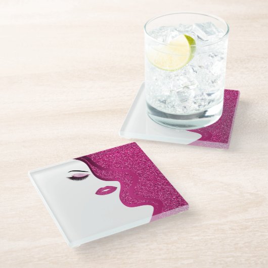 Opmaak met glittereffect glazen onderzetter (Schuin)