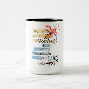 Opmerkelijk LIFE Inspirerend, geïllustreerd citaat Tweekleurige Koffiemok