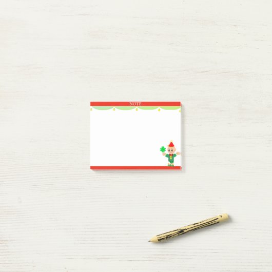 Opmerking & Cute Elf Post-it® Notes (Op bureau)