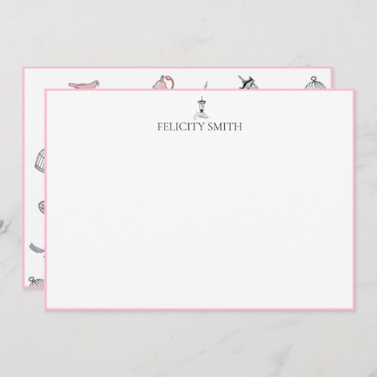 Opmerking: legant Flat Modern Botanisch Patroon Bedankkaart (Voorkant / Achterkant)