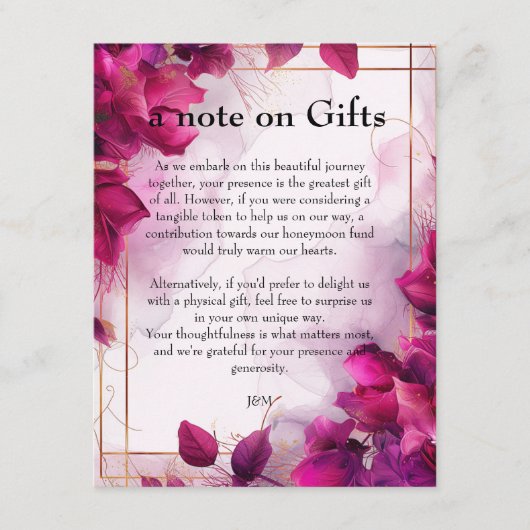 Opmerking over geschenken Fuchsia Enchantment: Wat Informatiekaartje (Voorkant)