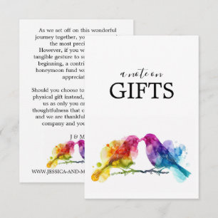 Opmerking over geschenken LGBTQ+ Regenboog Lovebir Informatiekaartje
