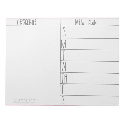 Opmerking over maaltijdplanning notitieblok (Voorkant)