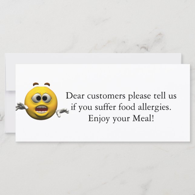 Opmerking over restaurant-allergie (Voorkant)