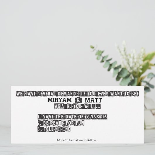 Opmerking van Ransom - Sla de datum op Save The Date (Staand voorkant)