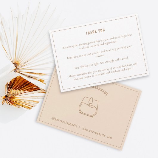 Opmerking voor Neutrale Beige Kandle Love Insert N Bedankkaart