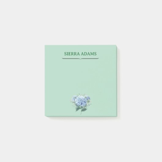 Opmerkingen – Hydrangea Floral op Mint Green Post-it® Notes (Voorkant)