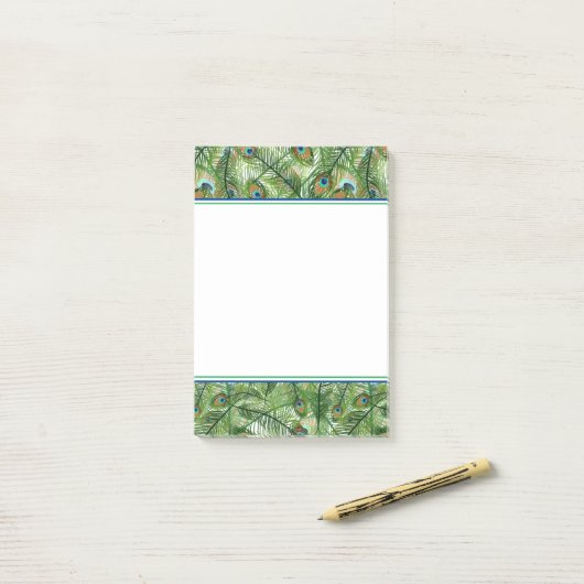 Opmerkingen over Peacock-veren plaatsen Post-it® Notes (Op bureau)