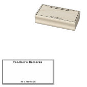 Opmerkingen van de leraar vak met naam 	rubberstempel (Gestempeld)