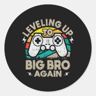 Opnieuw een grote broer worden Vintage gamer broer Ronde Sticker
