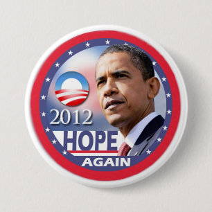 Opnieuw hopen / Obama 2012 Ronde Button 7,6 Cm